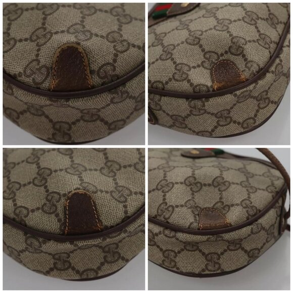 GUCCI GG Supreme Web Sherry Line Shoulder Bag PVC Beige Red Auth 99180 - Picture 16 of 16